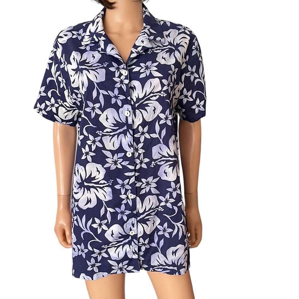Vintage 80’s BAJA Blue cotton long shirt cover up